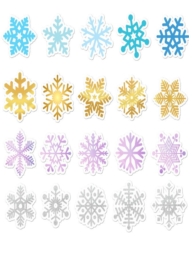 Topabel 60 Pcs Winter Snowflakes Envelope Seals Sticker 1 2 3 Inch Self Adhesive Colorful Snowflakes for Christmas Holiday Envelope Seals Activities Classroom Happy New Year Window Wall Decals - Image 1
